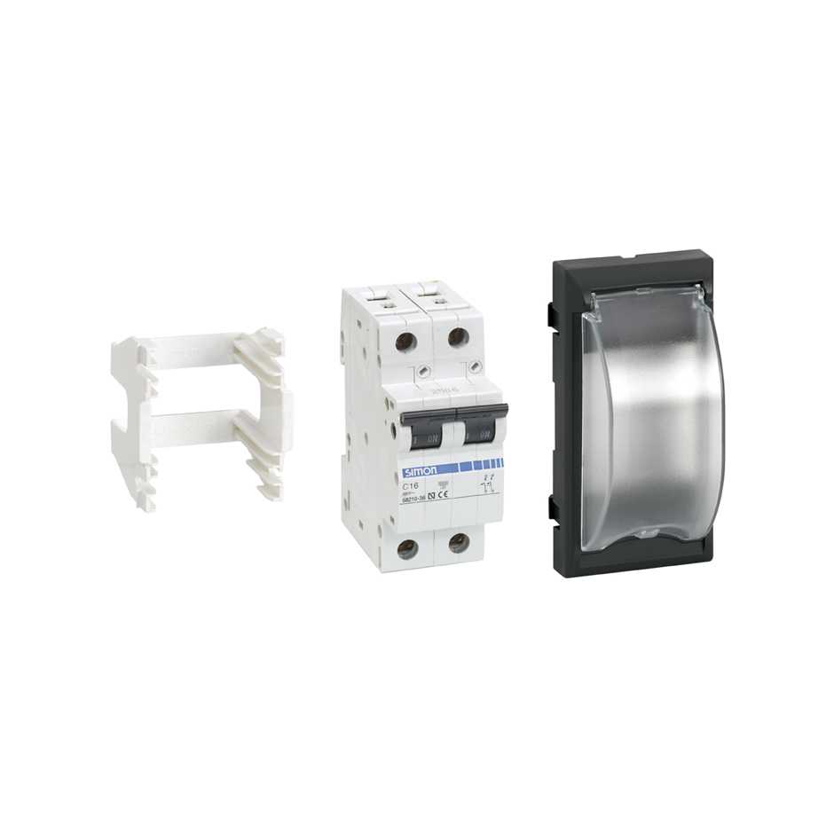 Two-pole MCB 10A for 2 elements with trim plate graphite Simon 500 Cima
