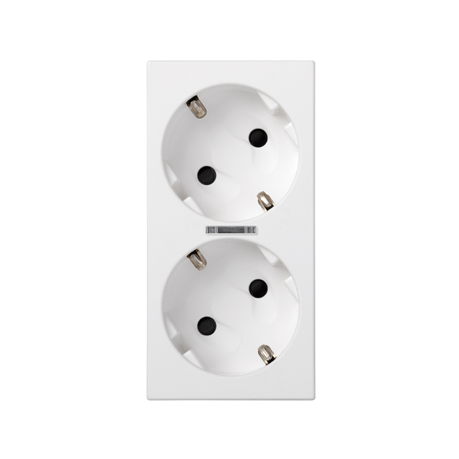 Base de enchufe schuko doble 16 A 250V~ con dispositivo seguridad, led y embornamiento a tornillo blanco Simon 500 Cima