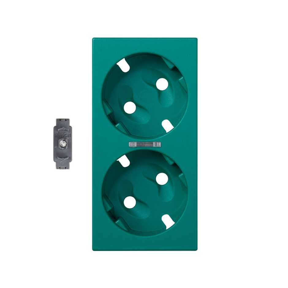 Cover for German double socket outlet mechanism with viewer and LED indicator green Simon 500 Cima