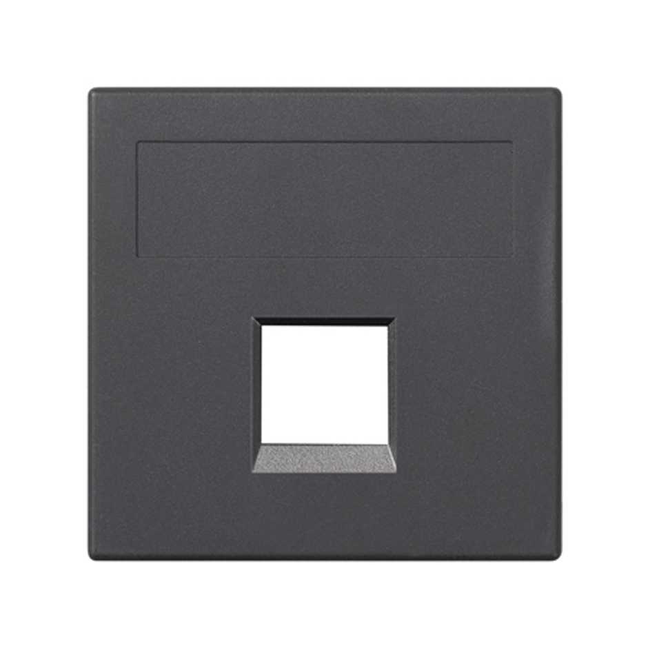Placa de voz y datos plana sin guardapolvo para 1 RJ45 de 3M® de 1 elemento grafito Simon 500 Cima