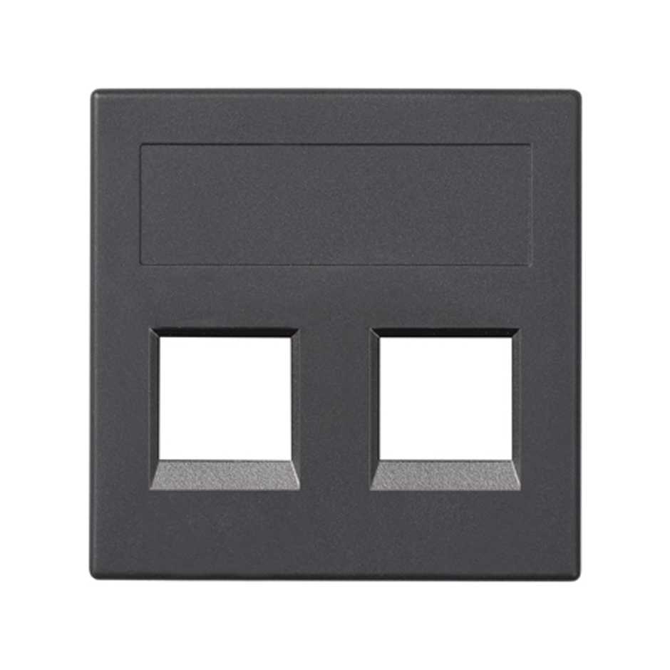 Placa de voz y datos plana sin guardapolvo para 2 RJ45 de 3M® de 1 elemento grafito Simon 500 Cima