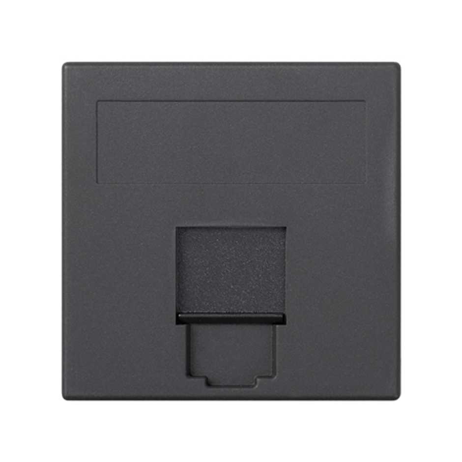 Placa de voz y datos plana con guardapolvo para 1 RJ45 de BeldenCDT® de 1 elemento grafito Simon 500 Cima