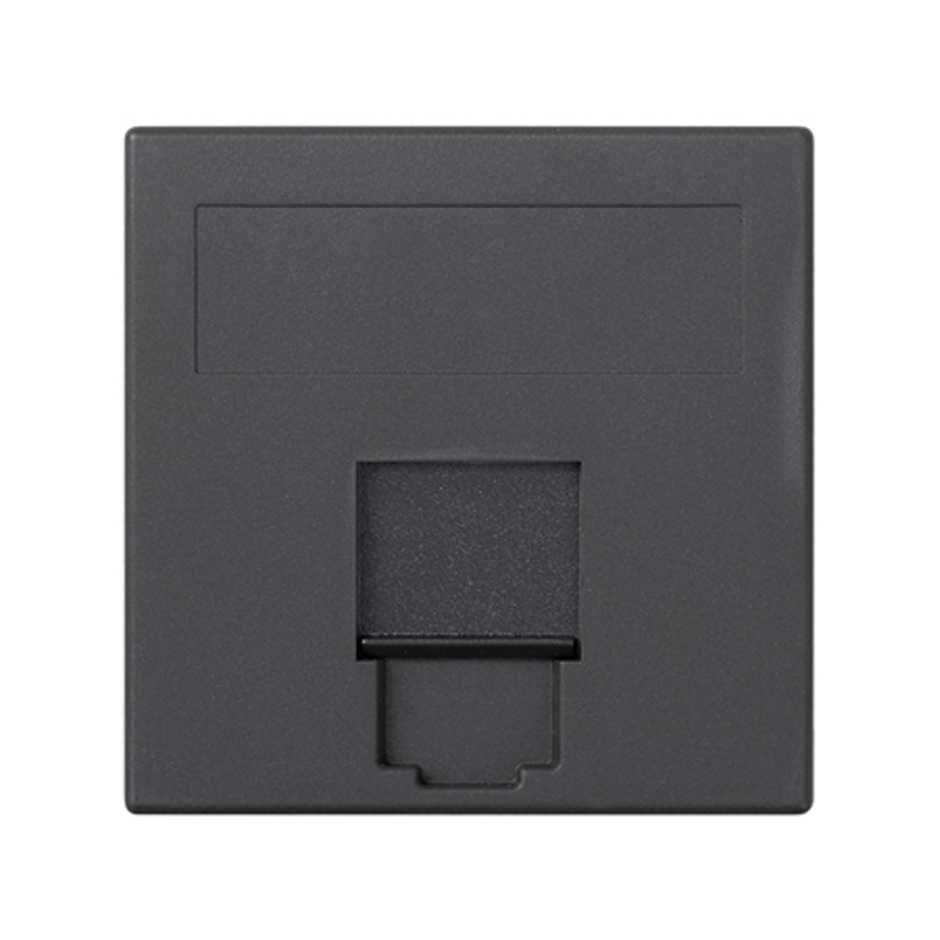 Flat voice and data plate with dust cover for 1 RJ45 Infra+® for 1 element graphite Simon 500 Cima