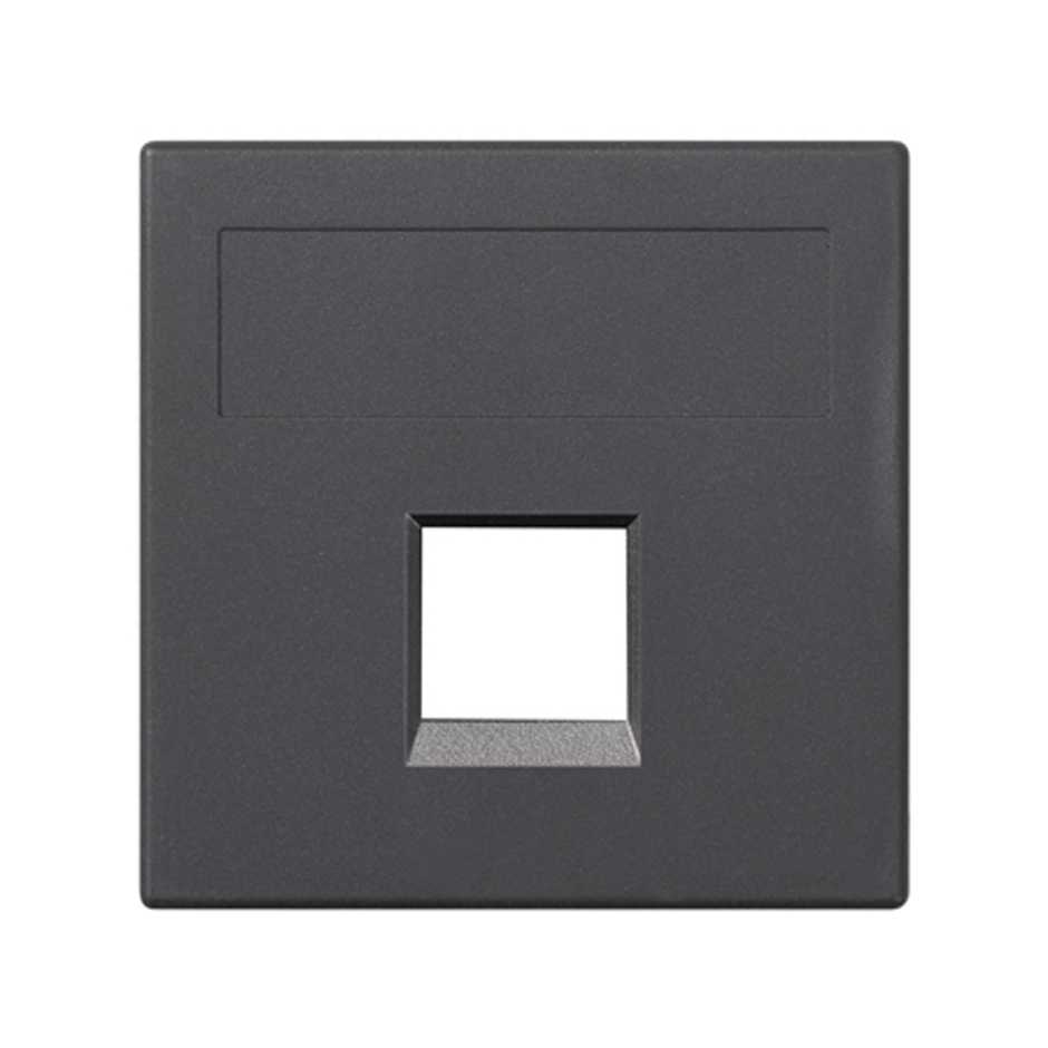 Plaque plate voix et données sans cache anti-poussière pour 1 élément avec 1 connecteur RJ45 Infra+® graphite Simon 500 Cima