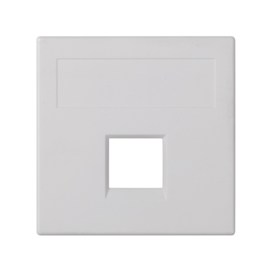 Flat voice and data plate without dust cover for 1 RJ45 Nexans® for 1 element white Simon 500 Cima