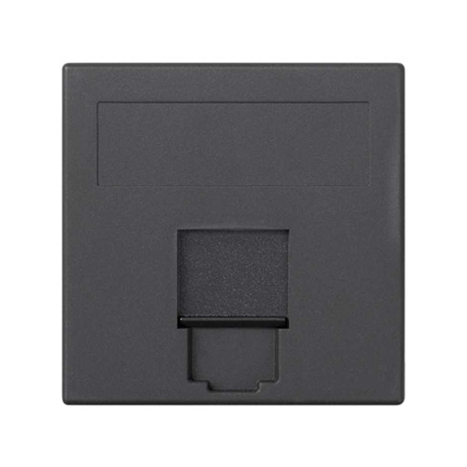 Placa de voz y datos plana con guardapolvo para 1 RJ45 de Panduit® de 1 elemento grafito Simon 500 Cima