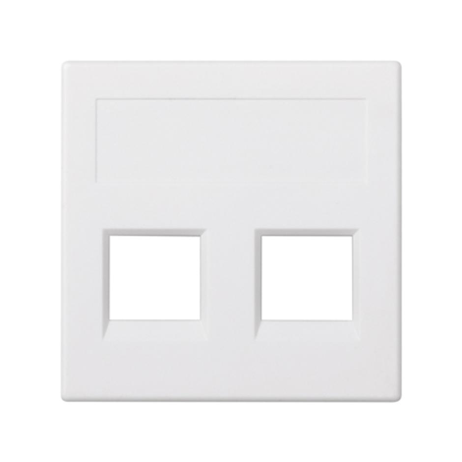Flat voice and data plate without dust cover for 2 RJ45 Panduit® for 1 element white Simon 500 Cima