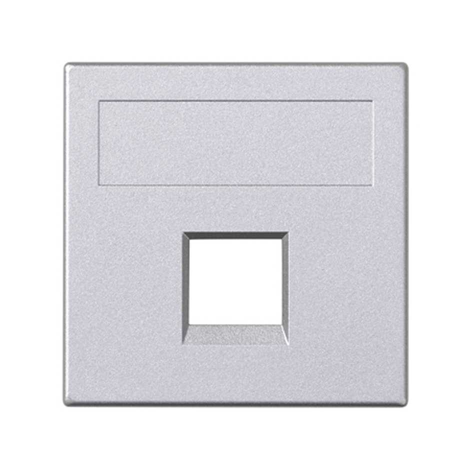 Placa de voz y datos plana sin guardapolvo para 1 RJ45 de R&M® (Reichle de Massari®) de 1 elemento aluminio Simon 500 Cima