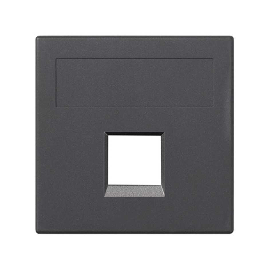 Plaque plate voix et données sans cache-poussière pour 1 élément pour 1 connecteur RJ45 R&M® (Reichle de Massari®) graphite Simon 500 Cima