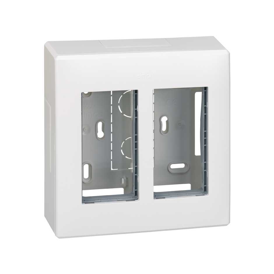 Surface-mount wall box for 2 double elements white Simon 500 Cima