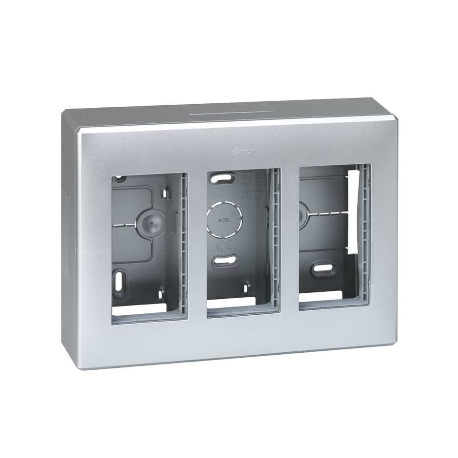 Boîte murale en saillie pour 3 modules doubles aluminium Simon 500 Cima