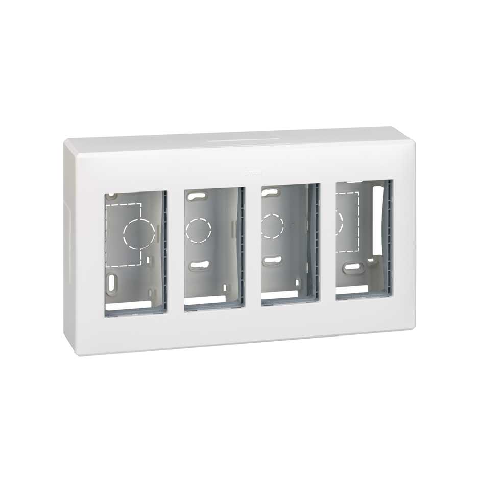 Surface-mount wall box for 4 double elements white Simon 500 Cima