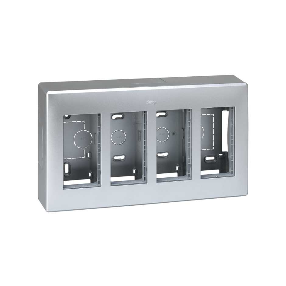 Boîte murale en saillie pour 4 modules doubles aluminium Simon 500 Cima