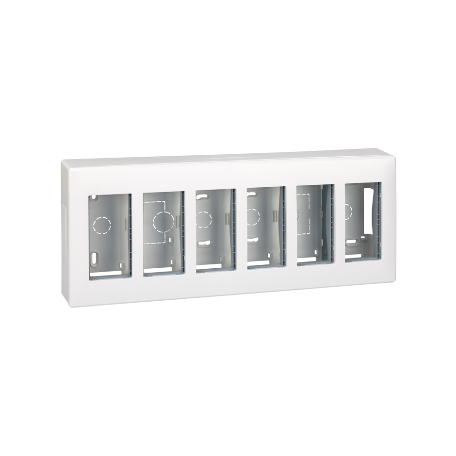 Surface-mount wall box for 6 double elements white Simon 500 Cima
