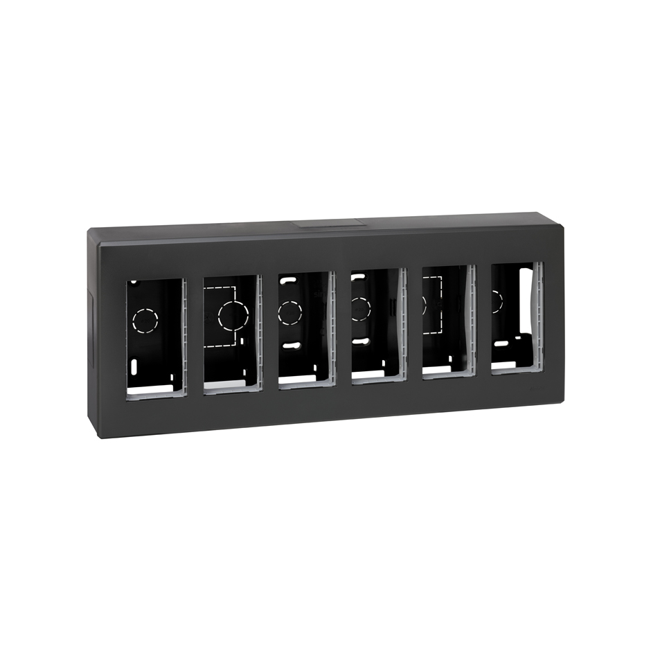 Surface-mount wall box for 6 double elements graphite Simon 500 Cima