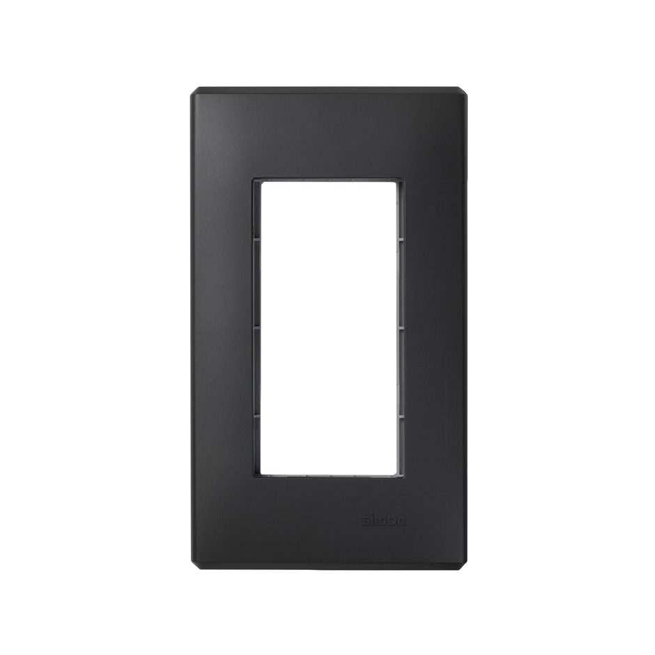 Flush-mount wall frame and frame holder for 1 double element graphite Simon 500 Cima