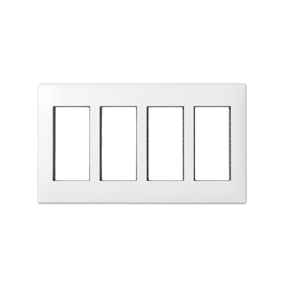 Flush-mount wall frame and frame holders for 4 double elements white Simon 500 Cima
