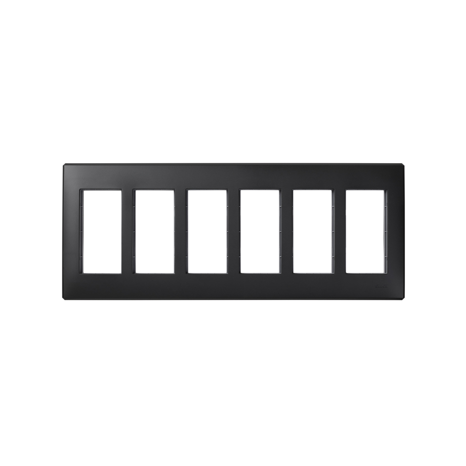 Flush-mount wall frame and frame holders for 6 double elements graphite Simon 500 Cima
