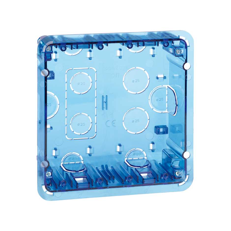 Flush-mount wall box for 2 double elements supplied in multiple Simon 500 Cima packaging