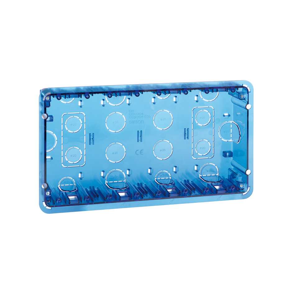 Flush-mount wall box for 4 double elements supplied in multiple Simon 500 Cima packaging