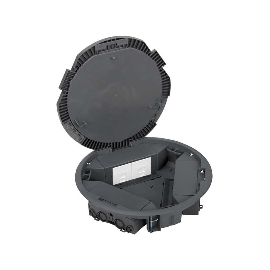 Kit boîte de sol profondeur réduite chape/plancher technique 6 éléments avec 2 doubles prises et 2 prises 1 RJ45 gris Simon 500 Cima