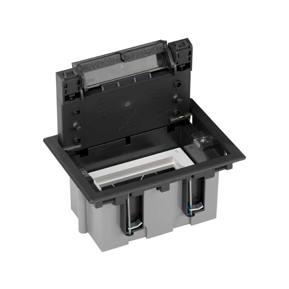 Adjustable floor box for 2 elements in concrete floor installation graphite Simon 500 Cima