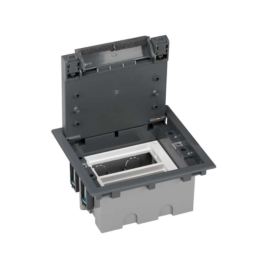 Boîte de sol ajustable pour 2 modules doubles pour une installation dans un revêtement de sol : grise Simon 500 Cima