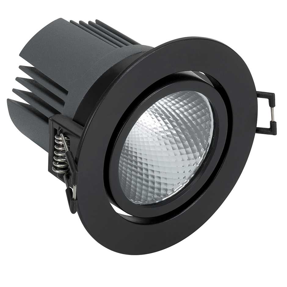 Downlight 703.23 Round Orientable 2700 K Wide Flood Black