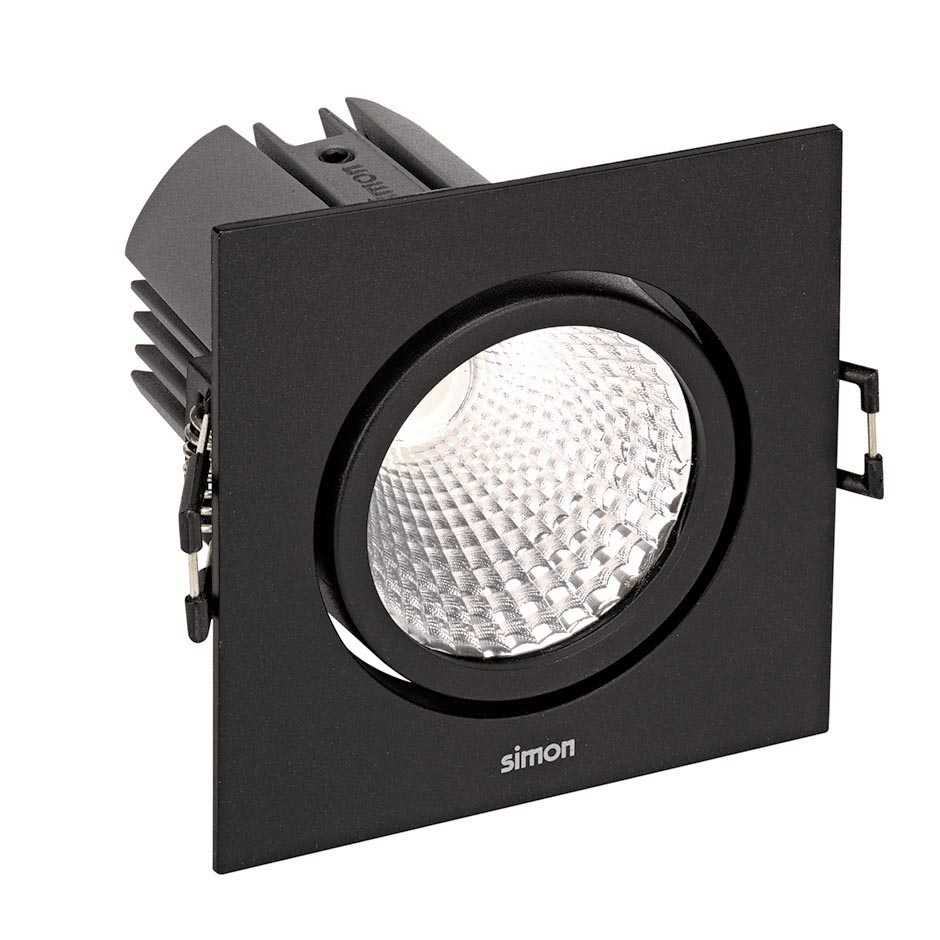 Downlight Simon 703.24 Orientable Carré Blanc neutre Spot Noir