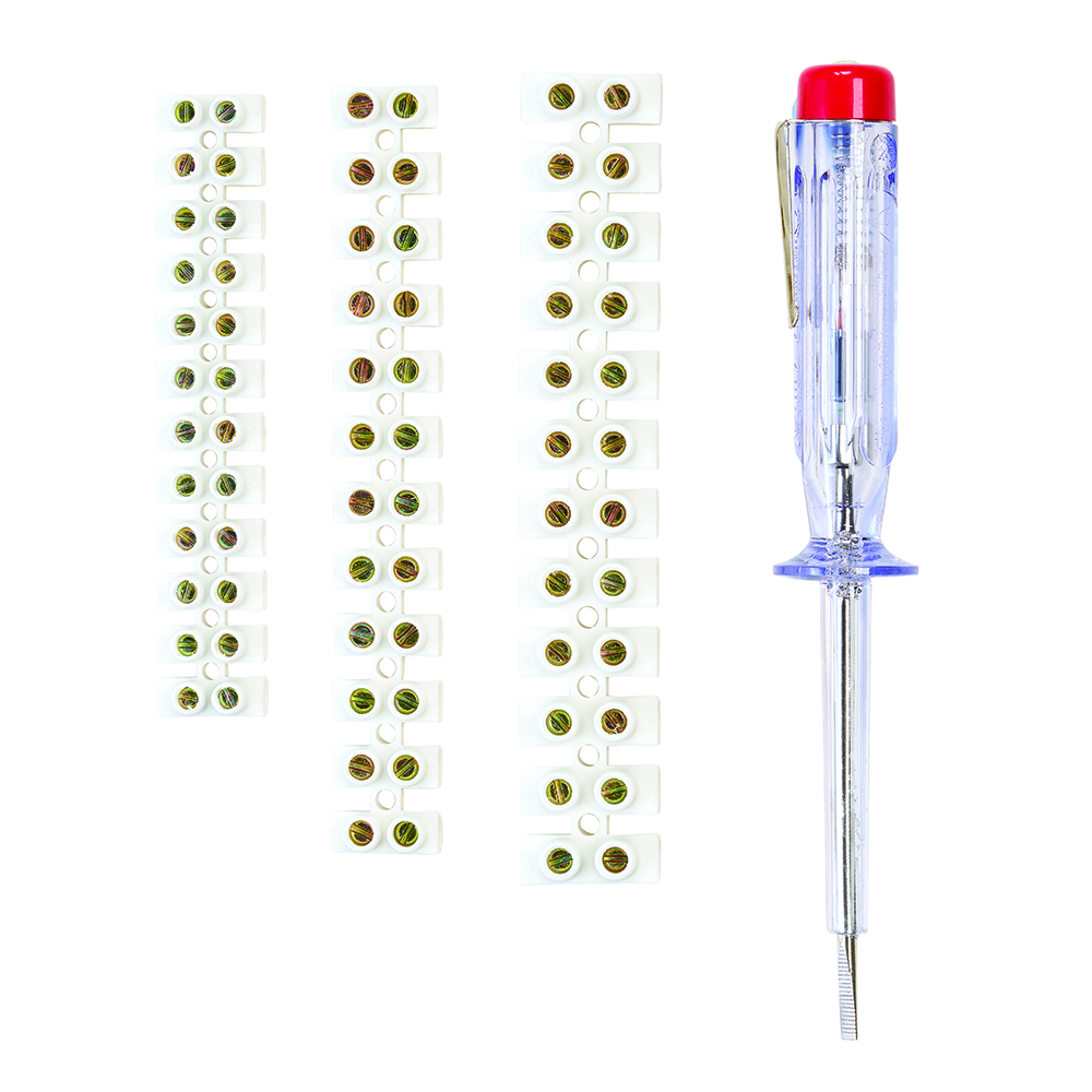 SET REGLETAS DE CONEXÃO DE 4, 6 E 10MM BRANCAS E TESTER BUSCAPOLO SIMON BRICO