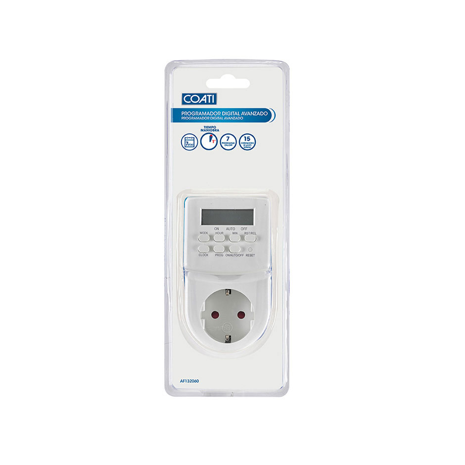 Programador digital semanal avançado de 16 A e 230 V/50 Hz em branco Coati
