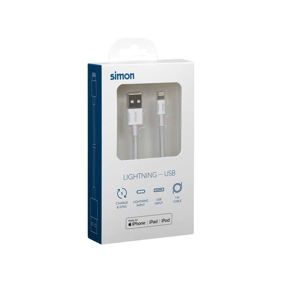 CABLE LIGHTNING - USB A BLANCO 1M SIMON