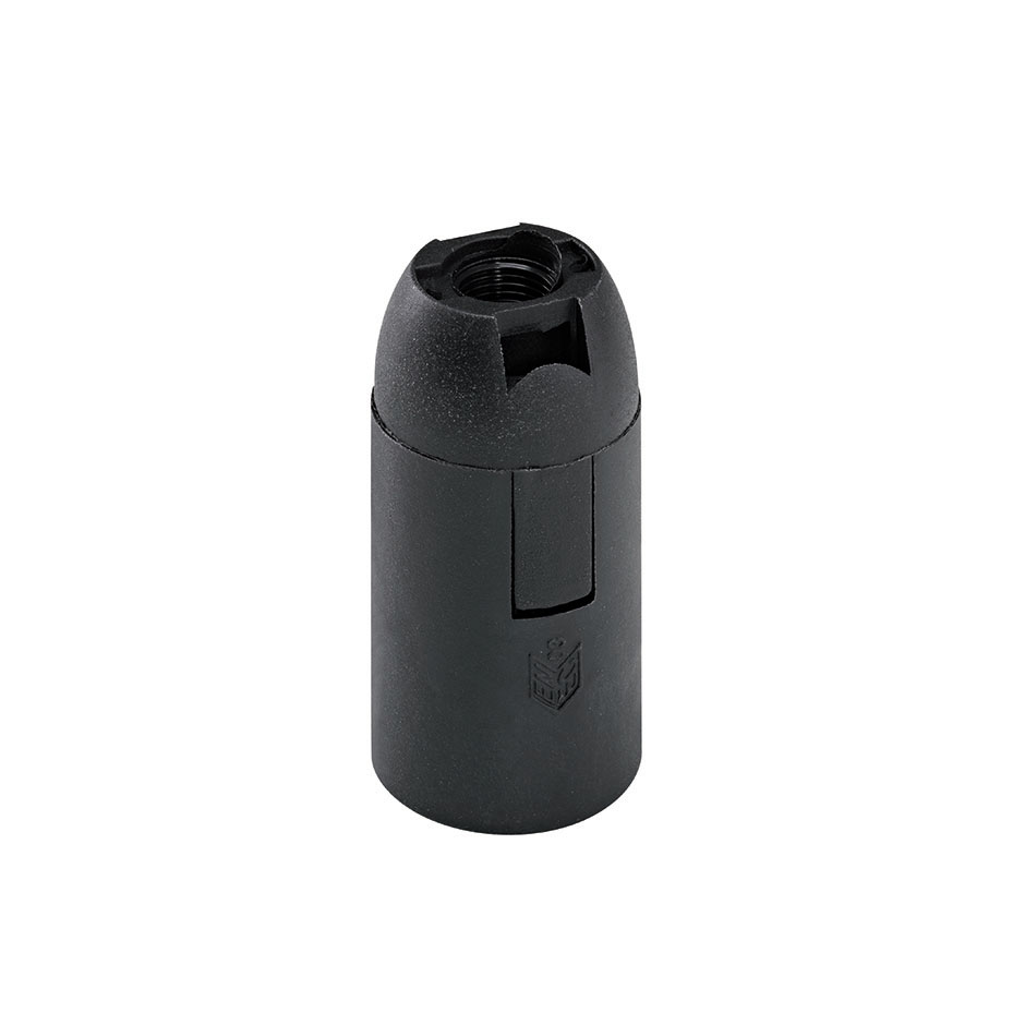 Porta-lâmpadas em termoplástico liso para E-14, em preto, da 