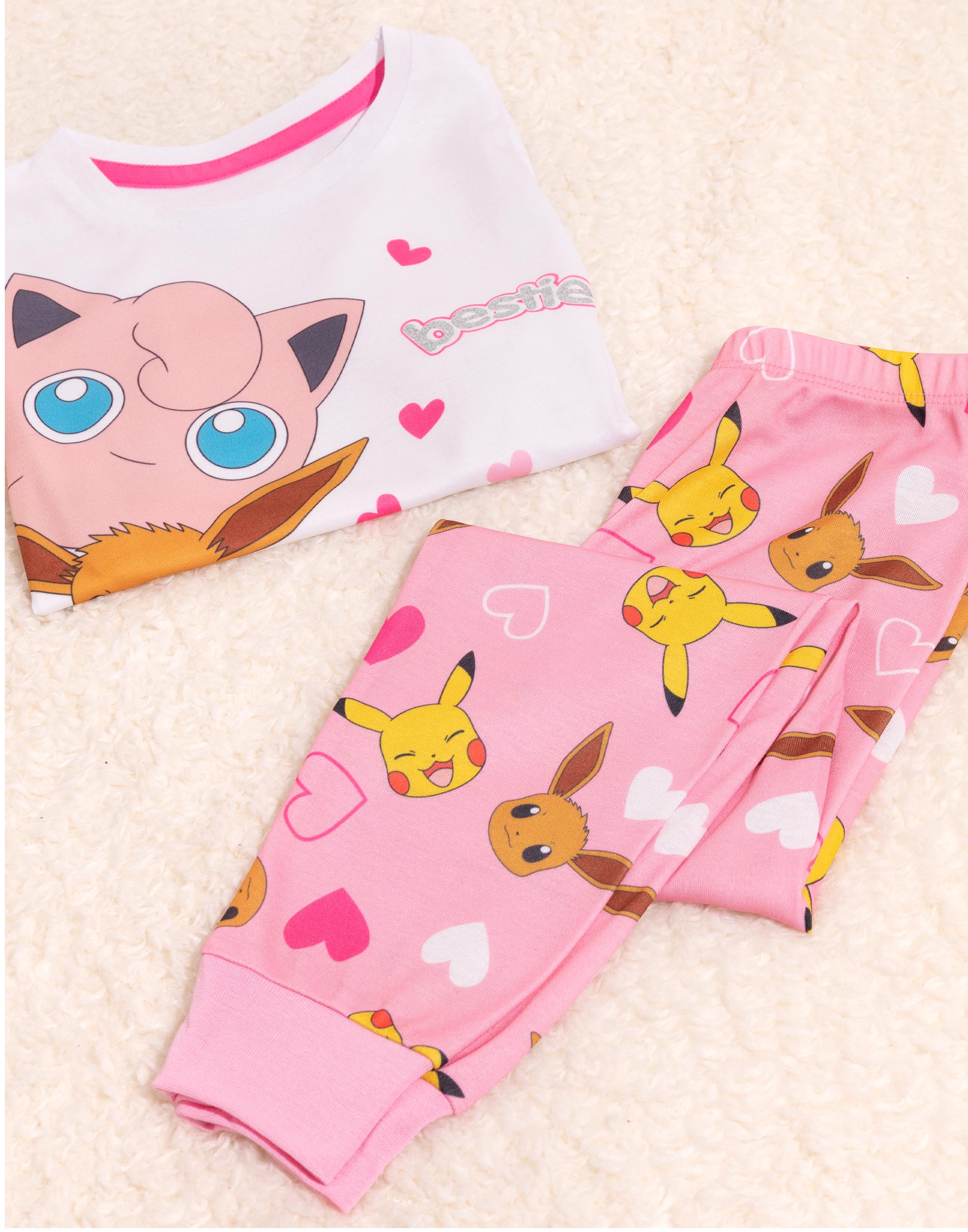 Pokemon Rosa Manga Larga Pierna Larga Conjunto Pijama (Niñas) - Imagen 11 de 34