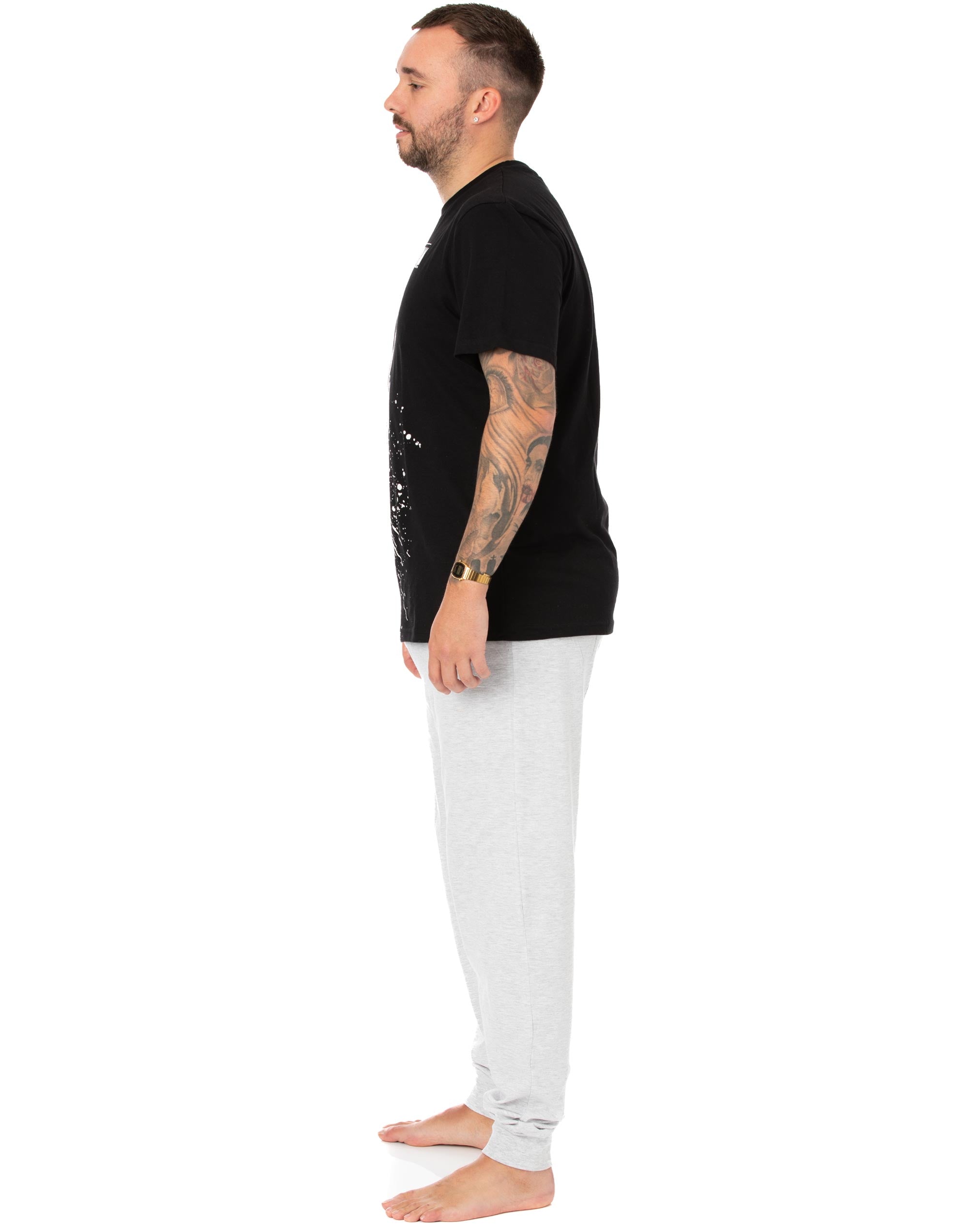 Star Wars Black Din Djarin Short Sleeve Long Leg Pyjama Set Mens - Picture 11 of 21