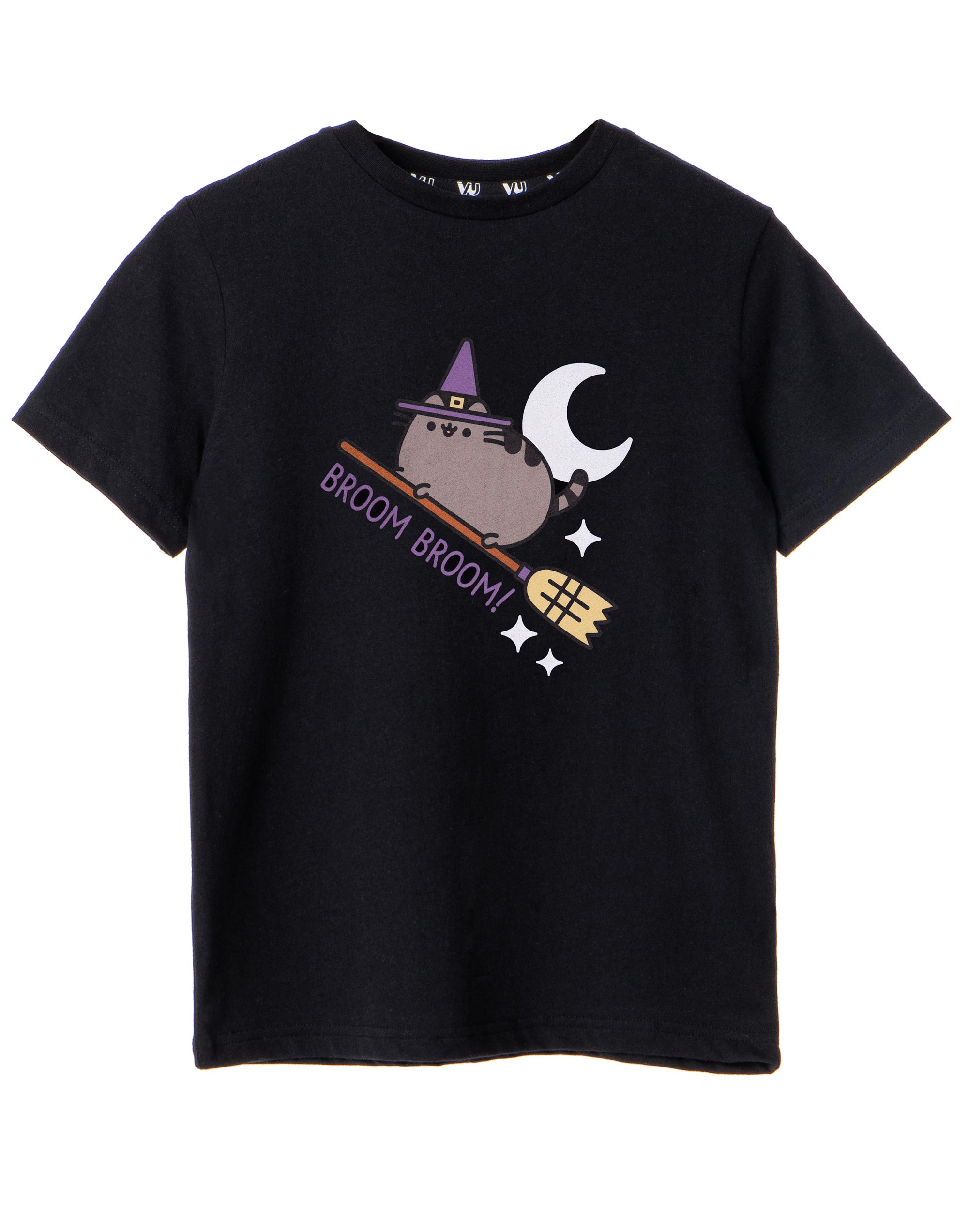 Футболка Pusheen Schwarzes Halloween Besen Besen Kurzarm на Хэллоуин, Mädchen