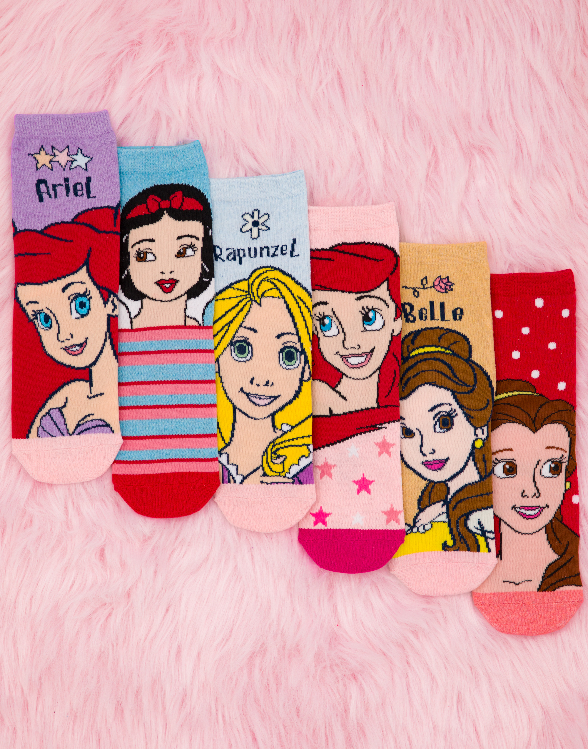 Pack de 6 calcetines de pantorrilla multicolores princesa Disney conjunto de 6 niñas - Imagen 10 de 20