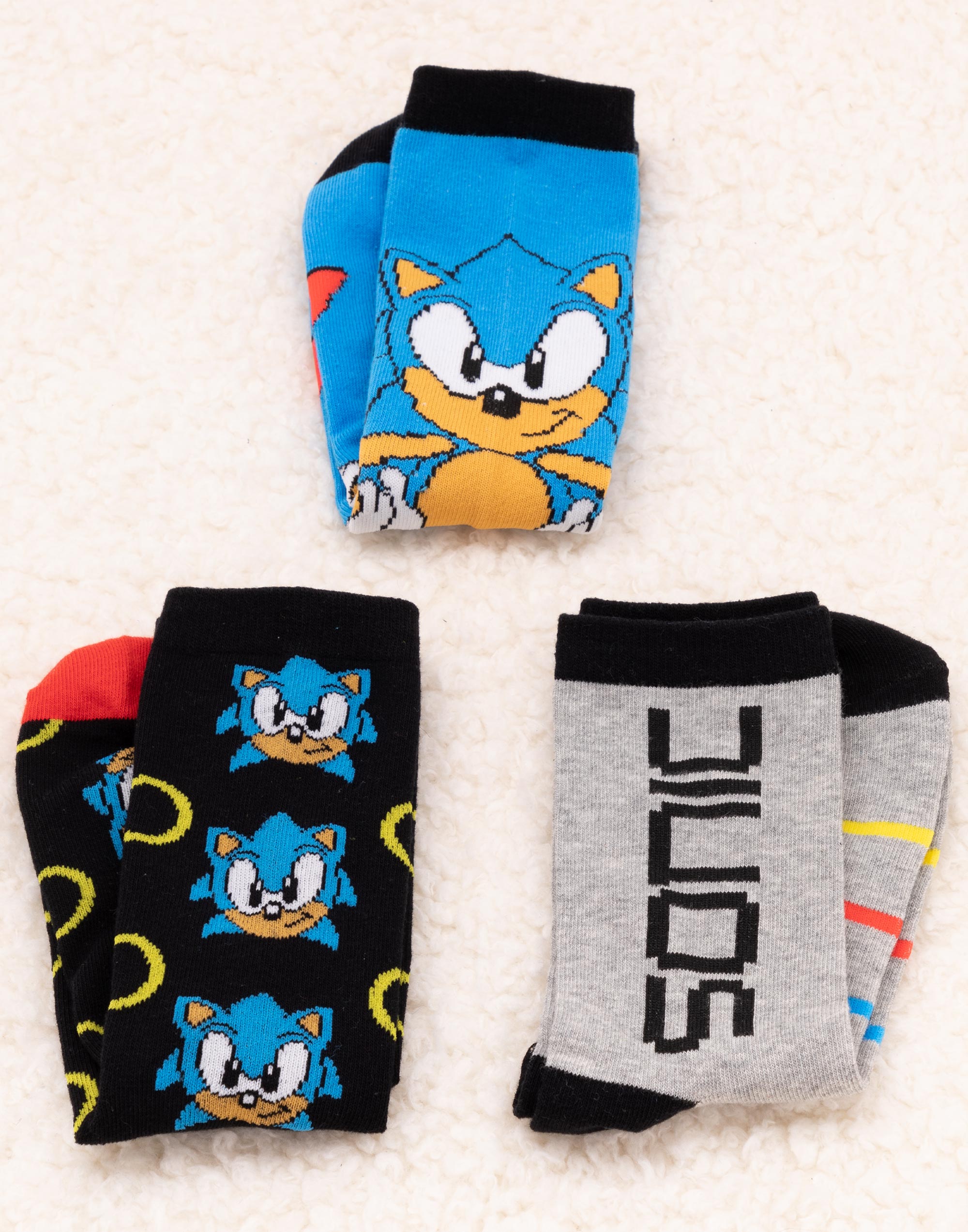 Sonic the Hedgehog Sonic Mens 7-11 UK Calf Socks Set of 3 - Picture 9 of 12