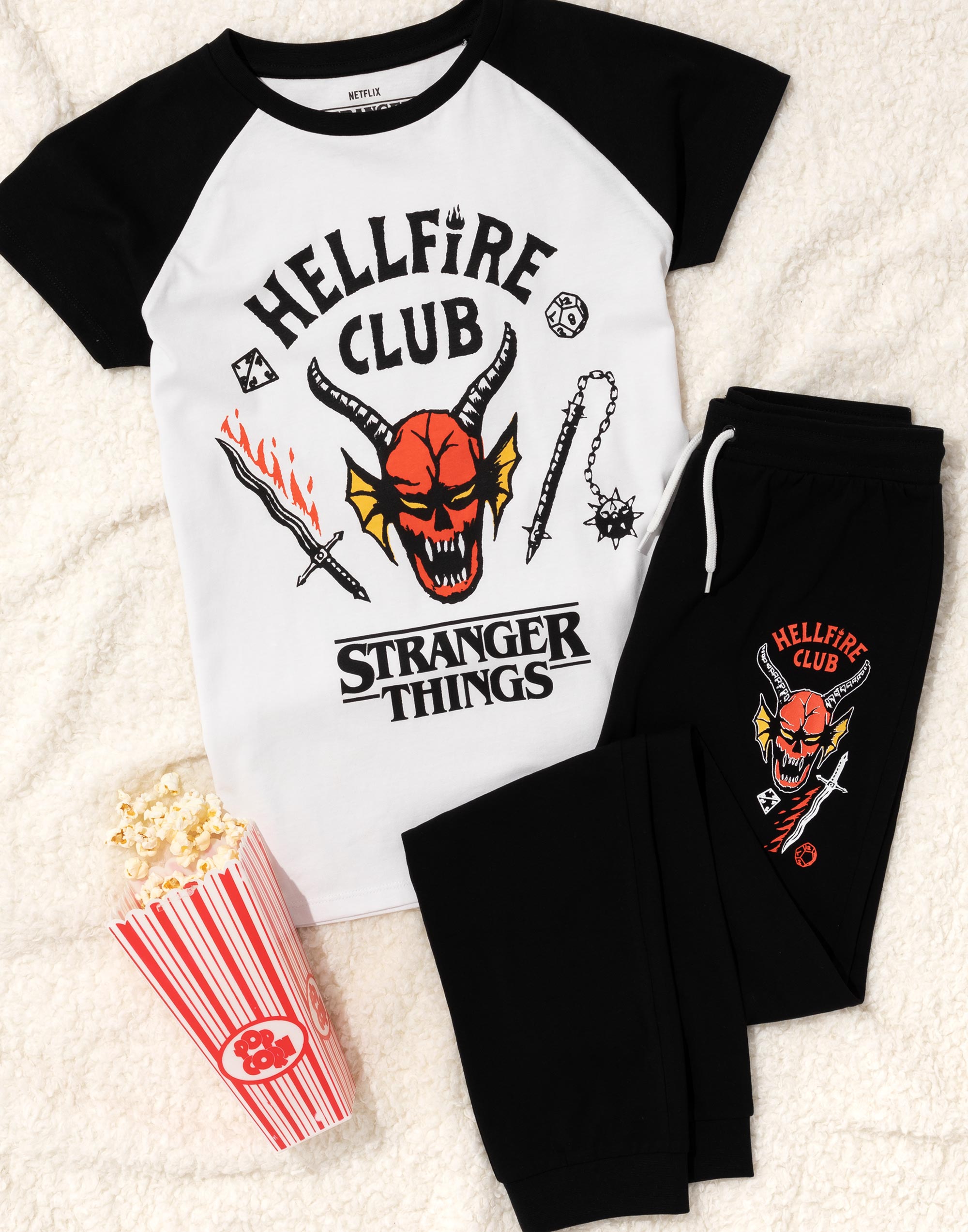 Stranger Things Niños Pijama Unisex Hellfire Club Conjunto Camiseta Pantalones Pjs - Imagen 11 de 20