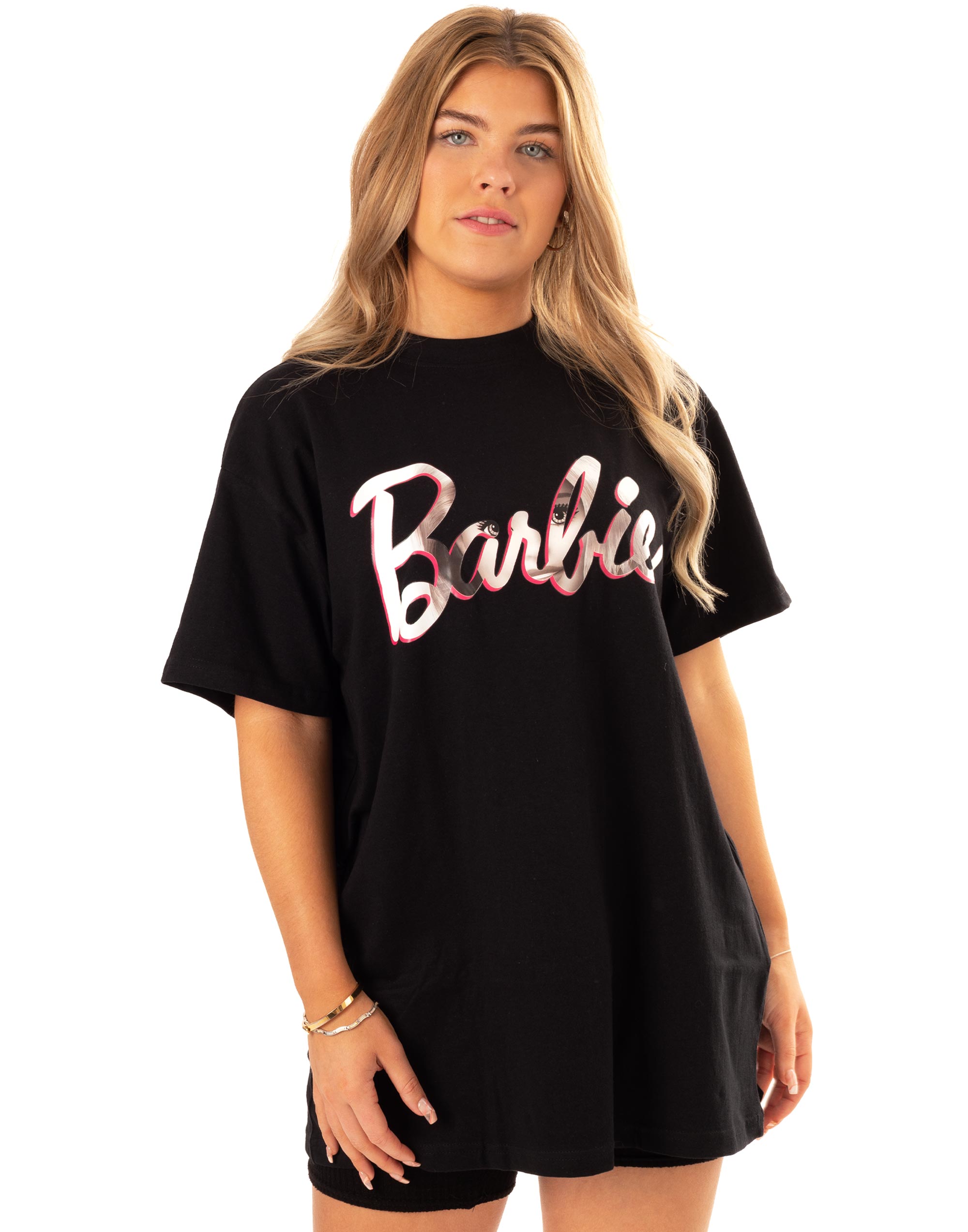 Barbie Black Logo Oversized Short Sleeved T Shirt Womens eBay