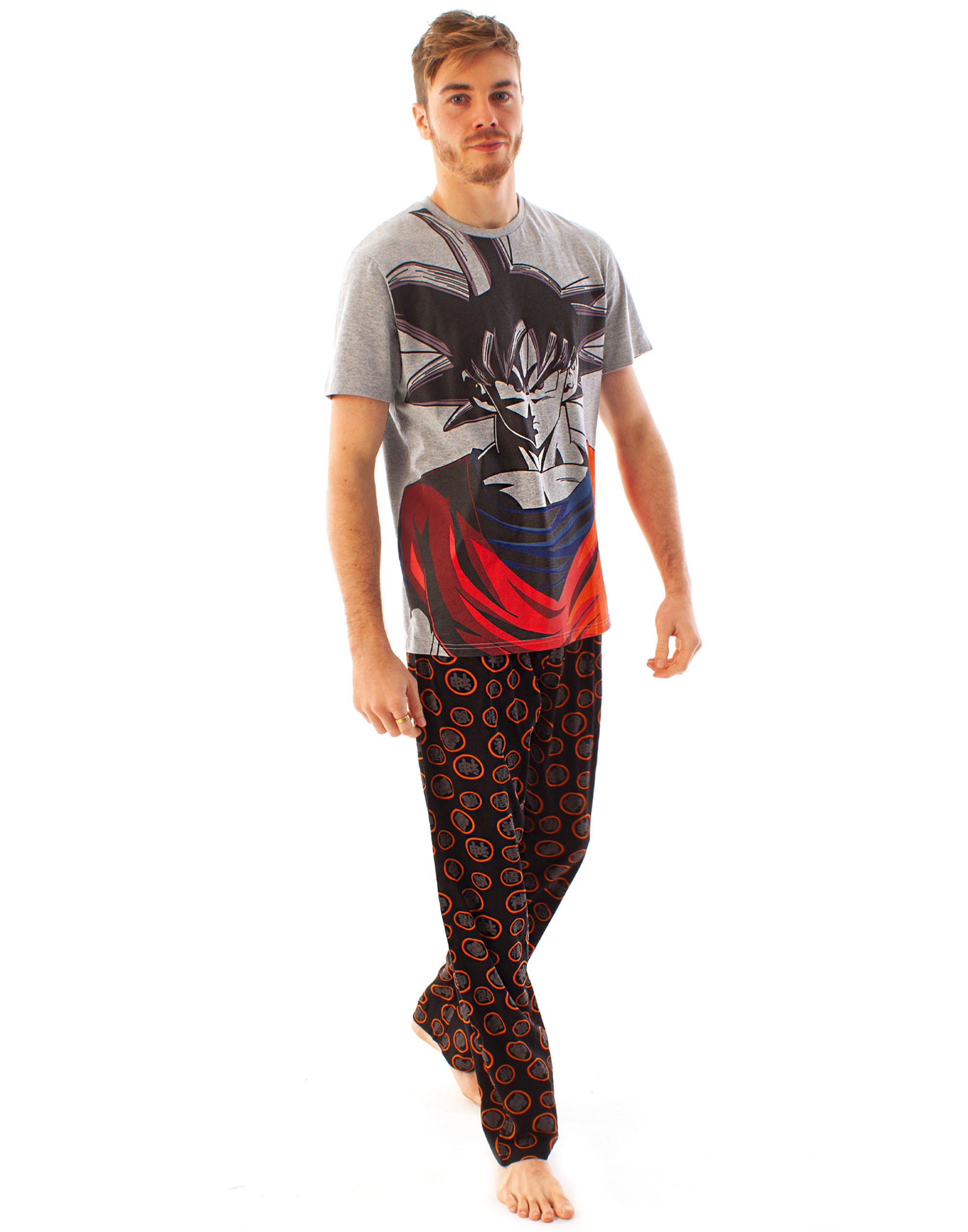 Dragon Ball Z Grau Goku Kurzrmeliges Pyjama-Set mit langem Bein Mnner 7190₽