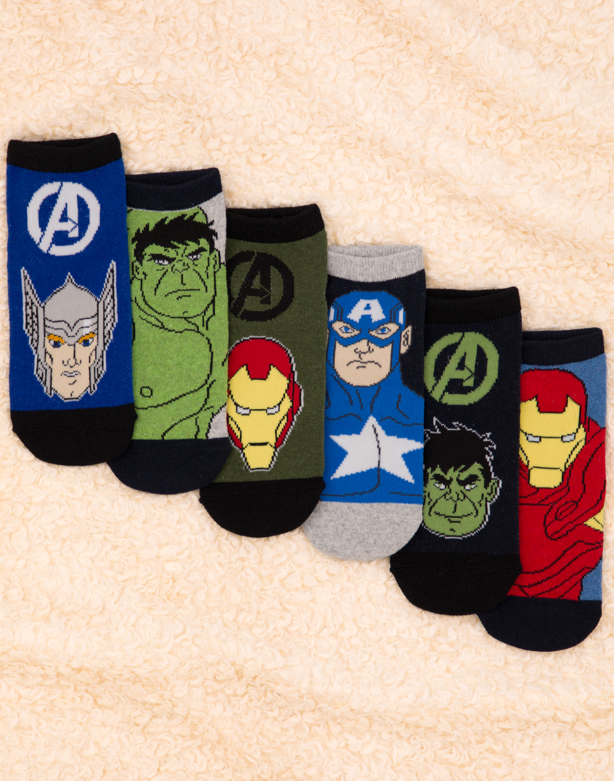 Marvel Avengers Character Multicoloured 6 Pack Calf Socks Set of 6 Boys - Picture 9 of 19