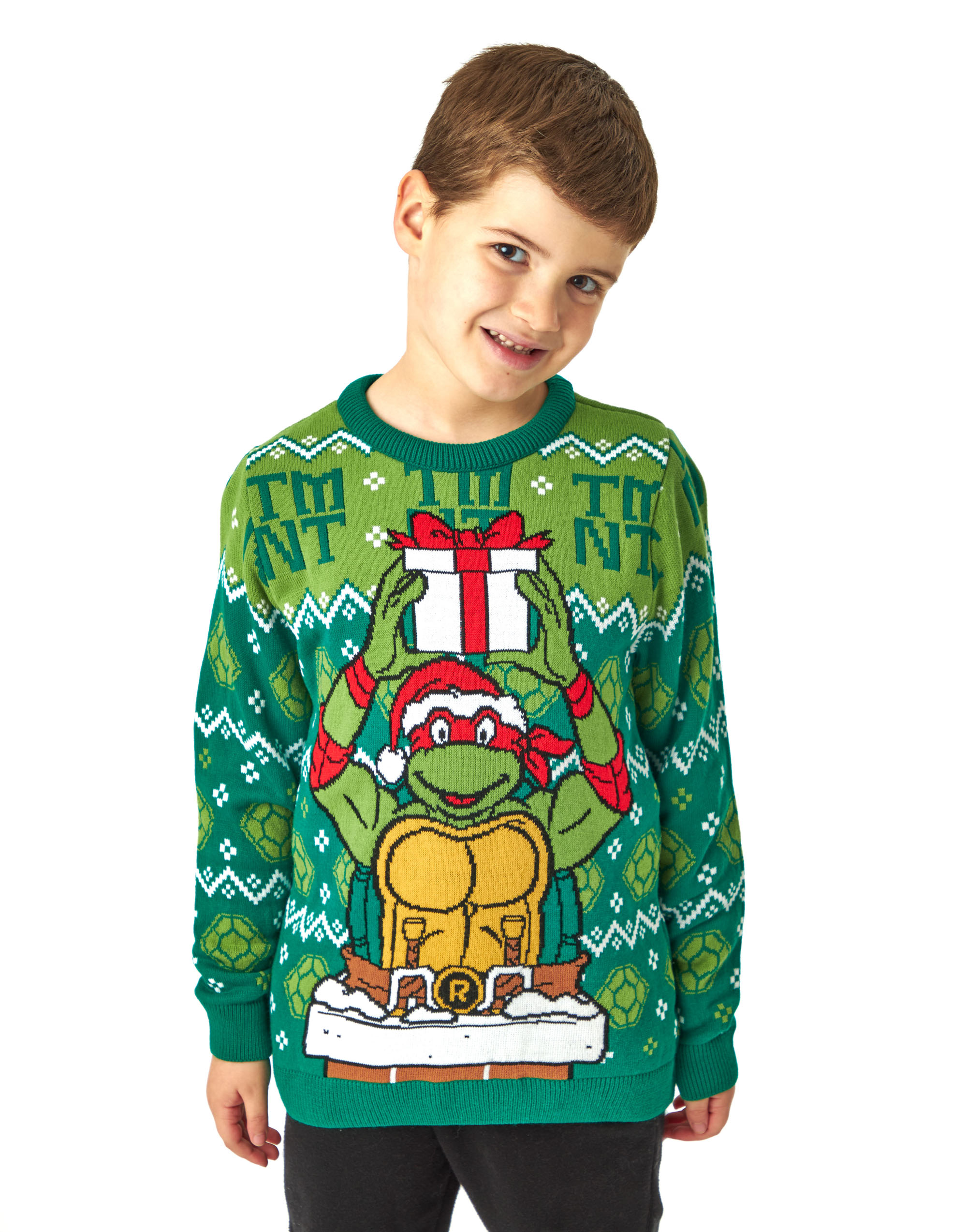 Teenage Mutant Ninja Turtles Green Raphael Christmas Jumper Unisex Kids - Picture 10 of 29