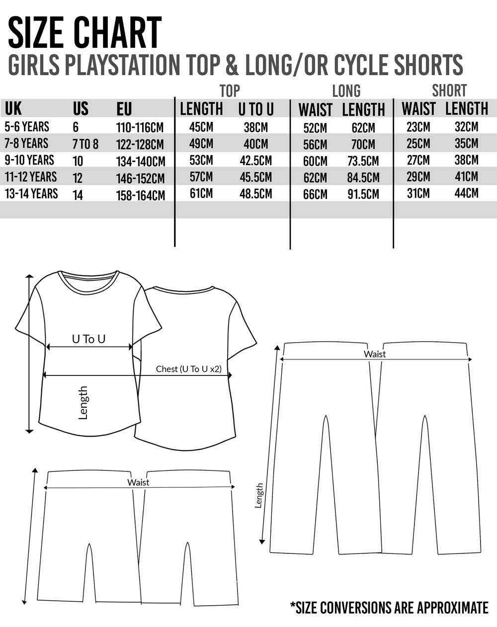 PlayStation White Logo Controller Symbols Short Sleeve Long Leg Pyjama Set Girls - Picture 14 of 46