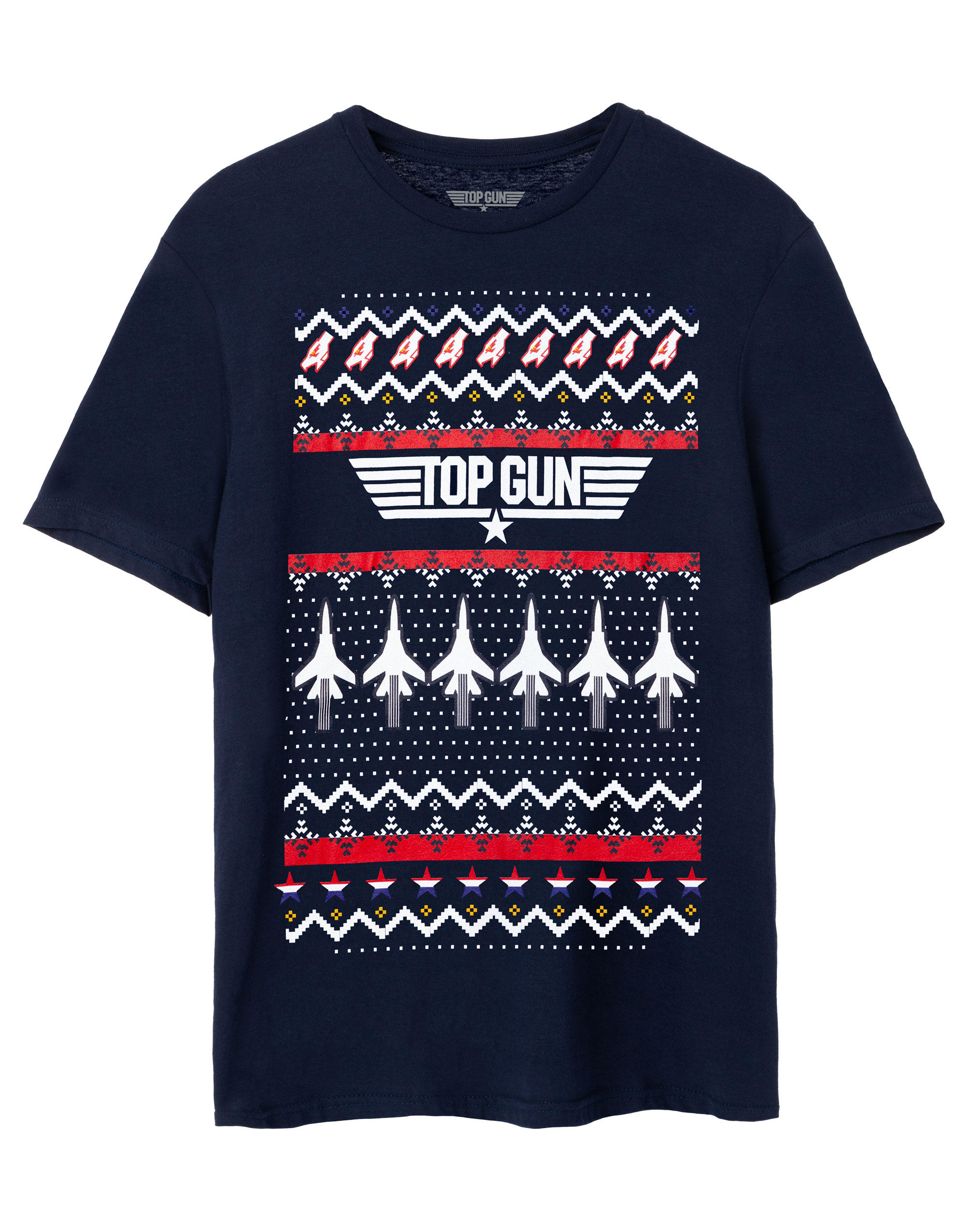 Футболка с надписью Top Gun Blaues Weihnachten Fairisle Kurzarm от Herren