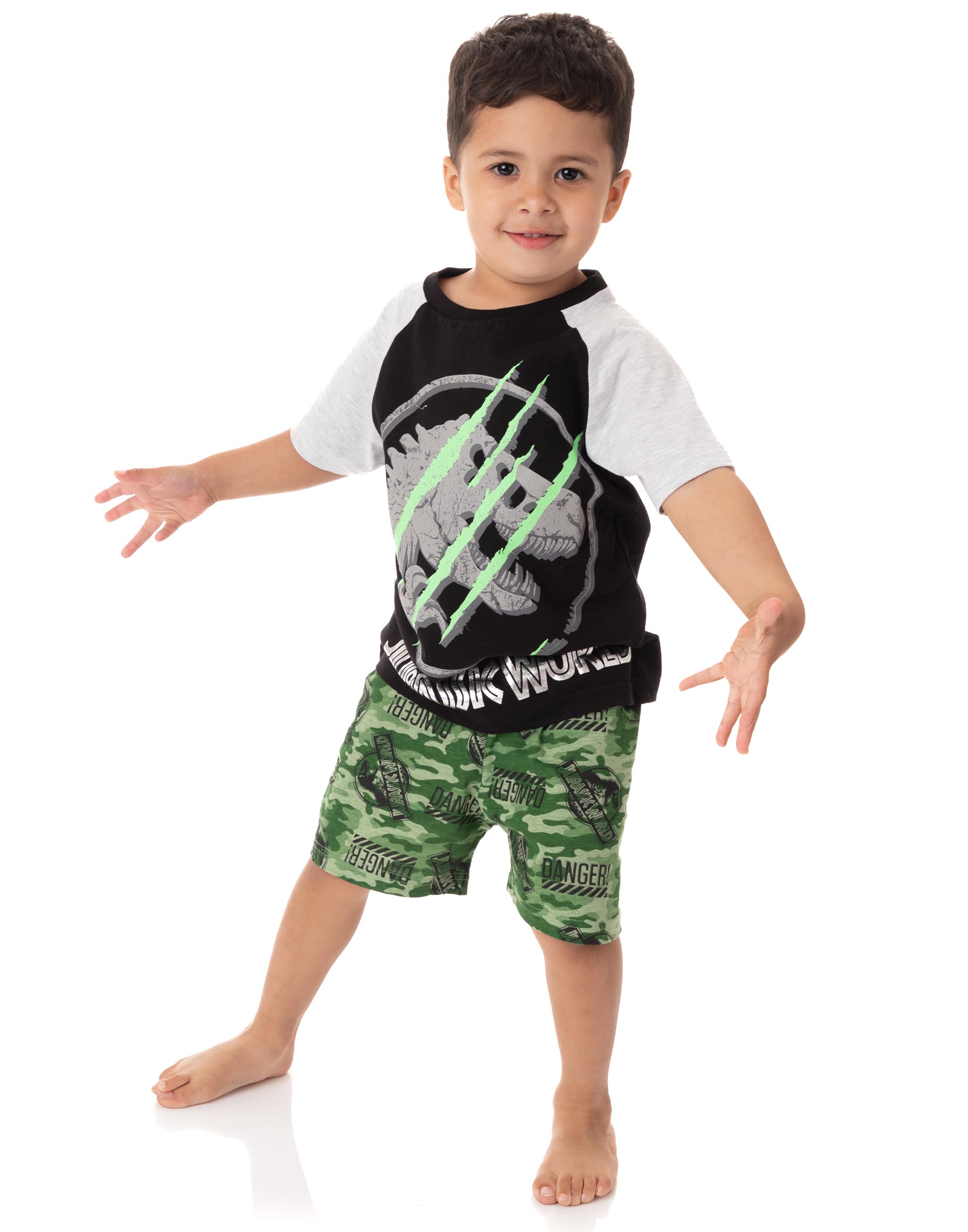 Jurassic World Black Camo Logo Print Short Sleeve Short Leg Pyjama Set Boys - Picture 6 of 44