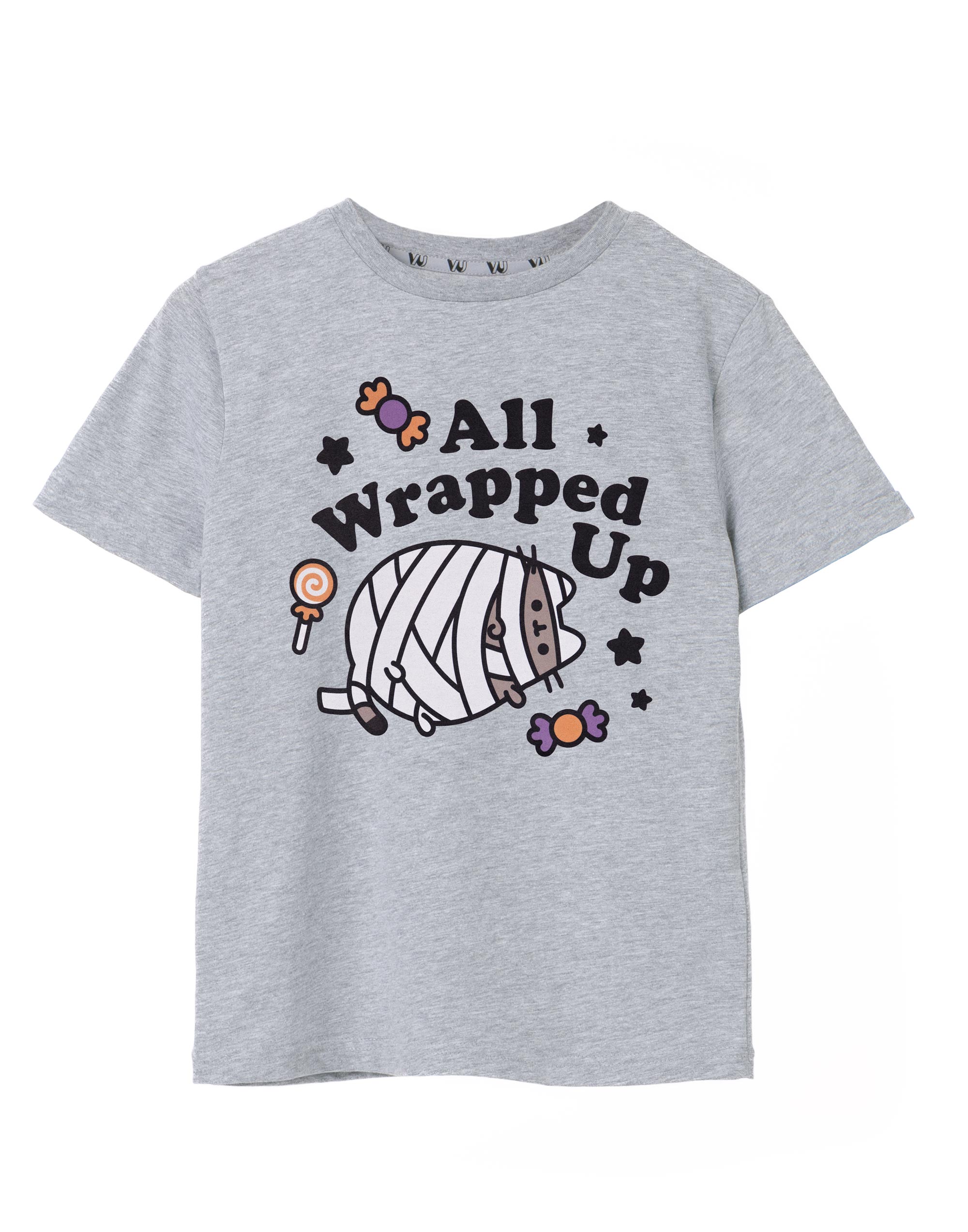 Футболка Mädchen с надписью Pusheen Graues Halloween Mumie Kurzarm на Хэллоуин