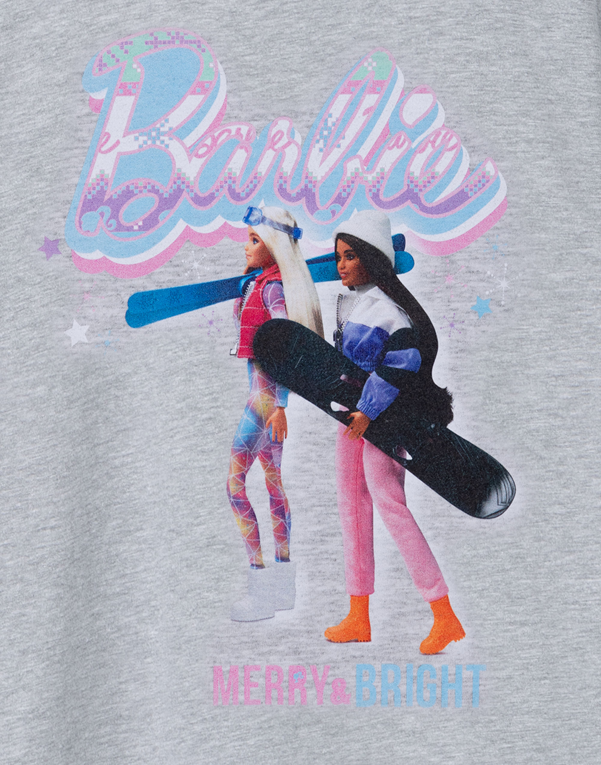 Barbie Grey Merry & Bright Short Sleeved T-Shirt Girls - Picture 12 of 46
