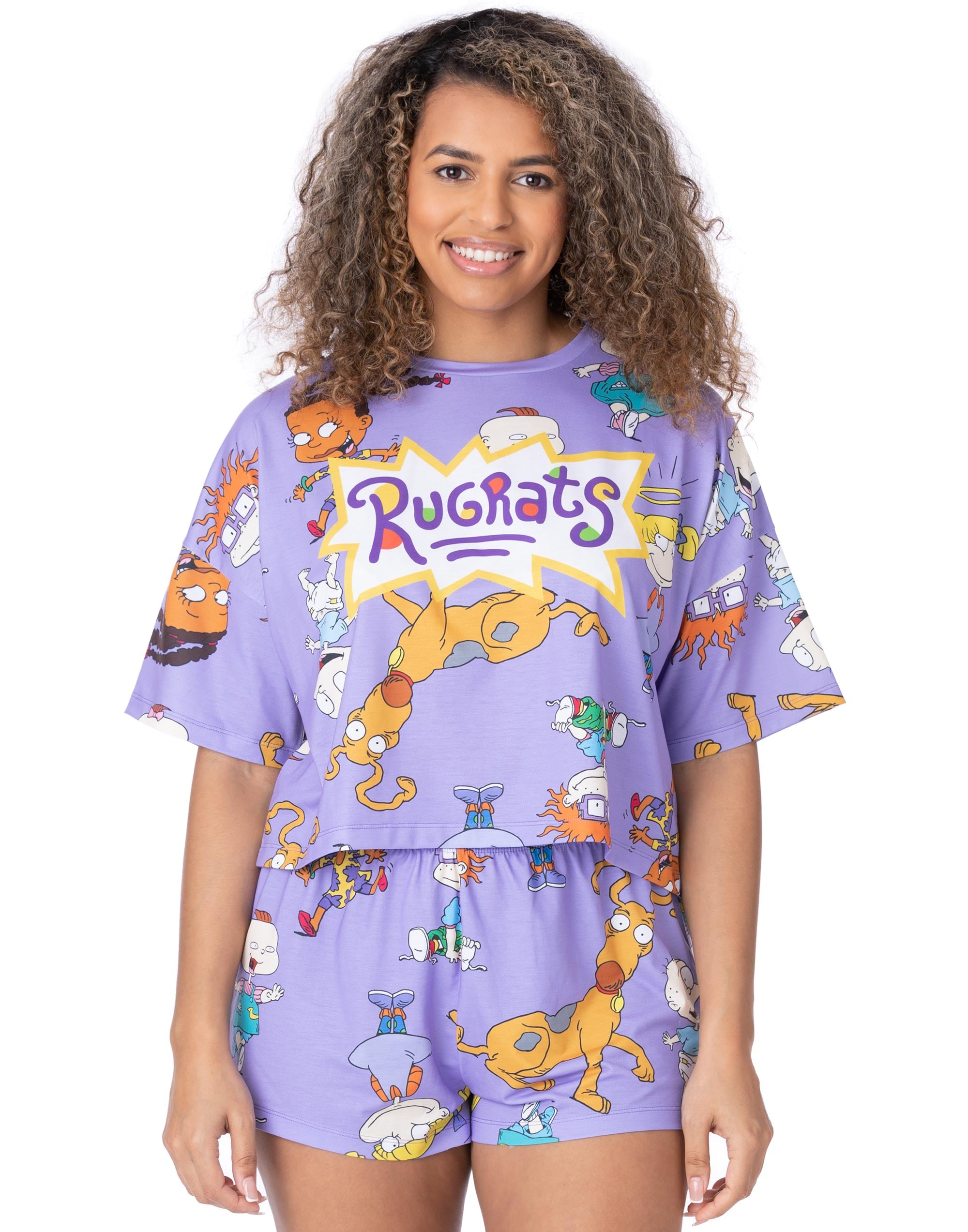Conjunto de pijama de pierna corta manga corta estampado con logotipo y personaje de Rugrats para mujer - Imagen 10 de 37