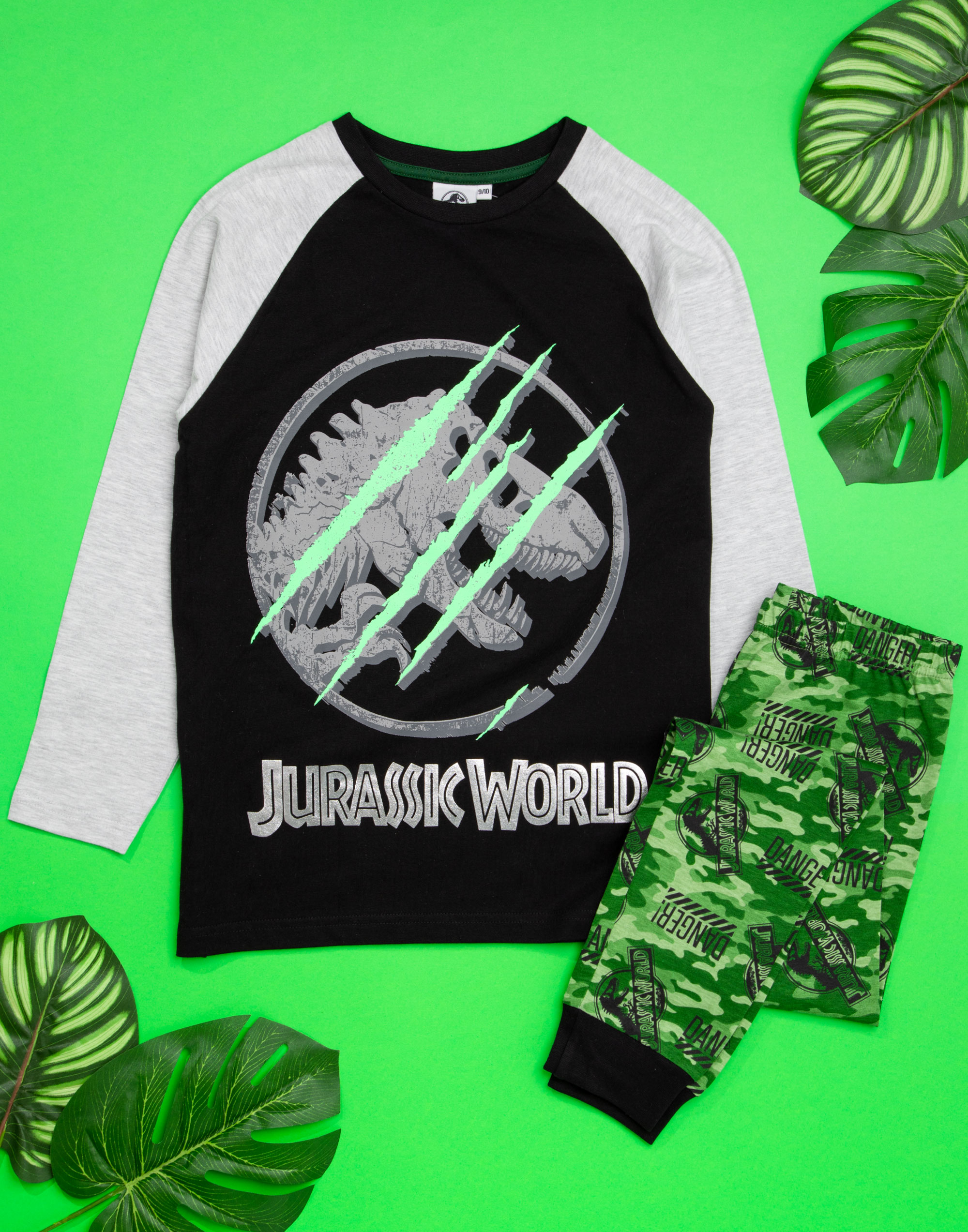 Jurassic World Black Camo Logo Print Long Sleeve Long Leg Pyjama Set Boys - Bild 10 von 40